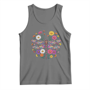 Boho Floral Spring Dragonfly Tank Top Colorful Mosaic Insect TS12 Black Heather Print Your Wear