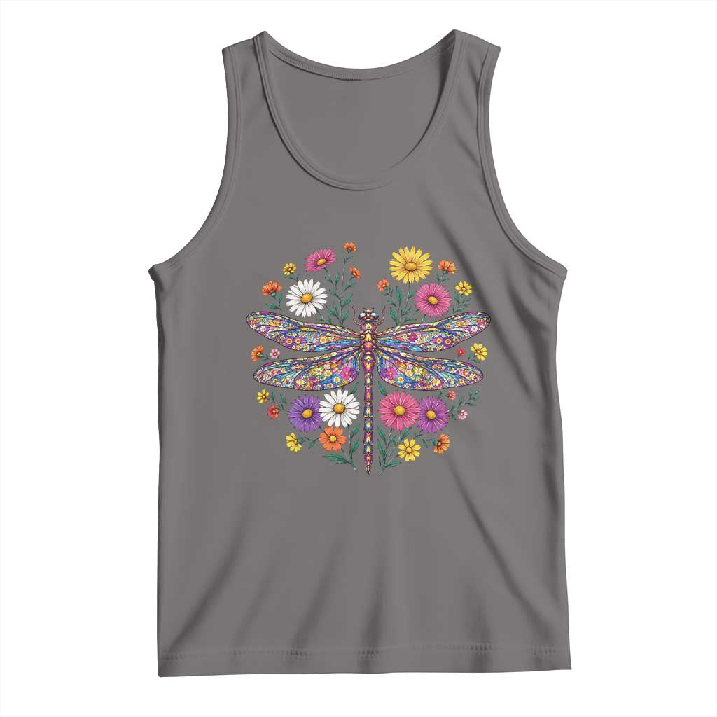 Boho Floral Spring Dragonfly Tank Top Colorful Mosaic Insect TS12 Deep Heather Print Your Wear