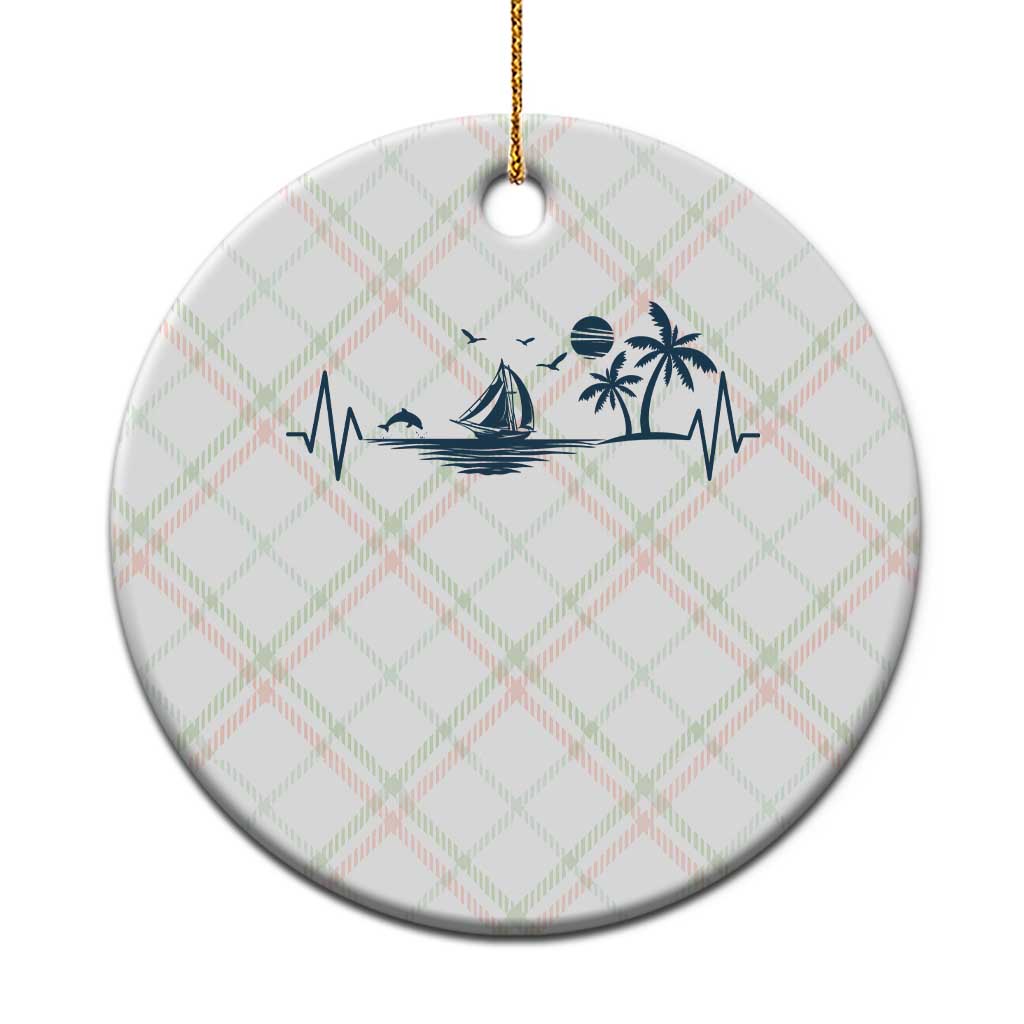 Summer Vacation Heartbeat Pulse Sunset Silhouette Ceramic Ornament Tropical Island Lover TS12 1pc Christmas Plaid Print Your Wear
