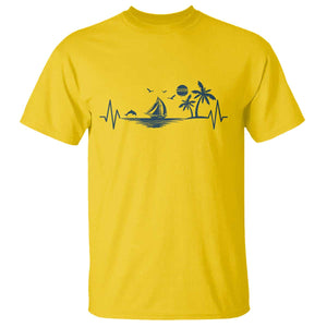 Summer Vacation Heartbeat Pulse Sunset Silhouette T Shirt Tropical Island Lover TS12 Daisy Print Your Wear