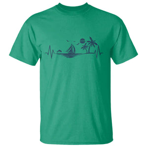 Summer Vacation Heartbeat Pulse Sunset Silhouette T Shirt Tropical Island Lover TS12 Irish Green Print Your Wear