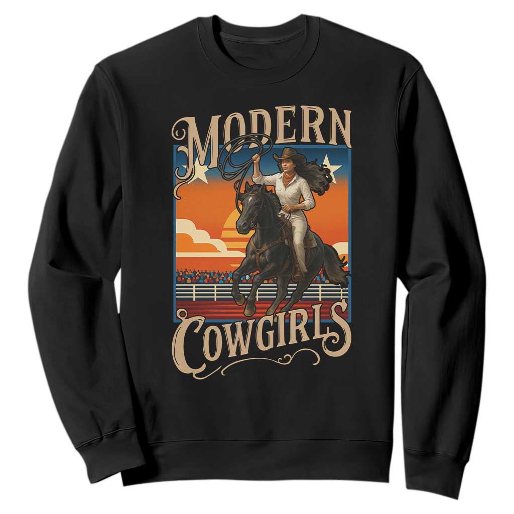 Modern Cowgirls Sweatshirt American Woman Western Rodeo TS12 Black Print Your Wear