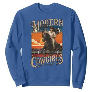 Modern Cowgirls Sweatshirt American Woman Western Rodeo TS12 Royal Blue Print Your Wear