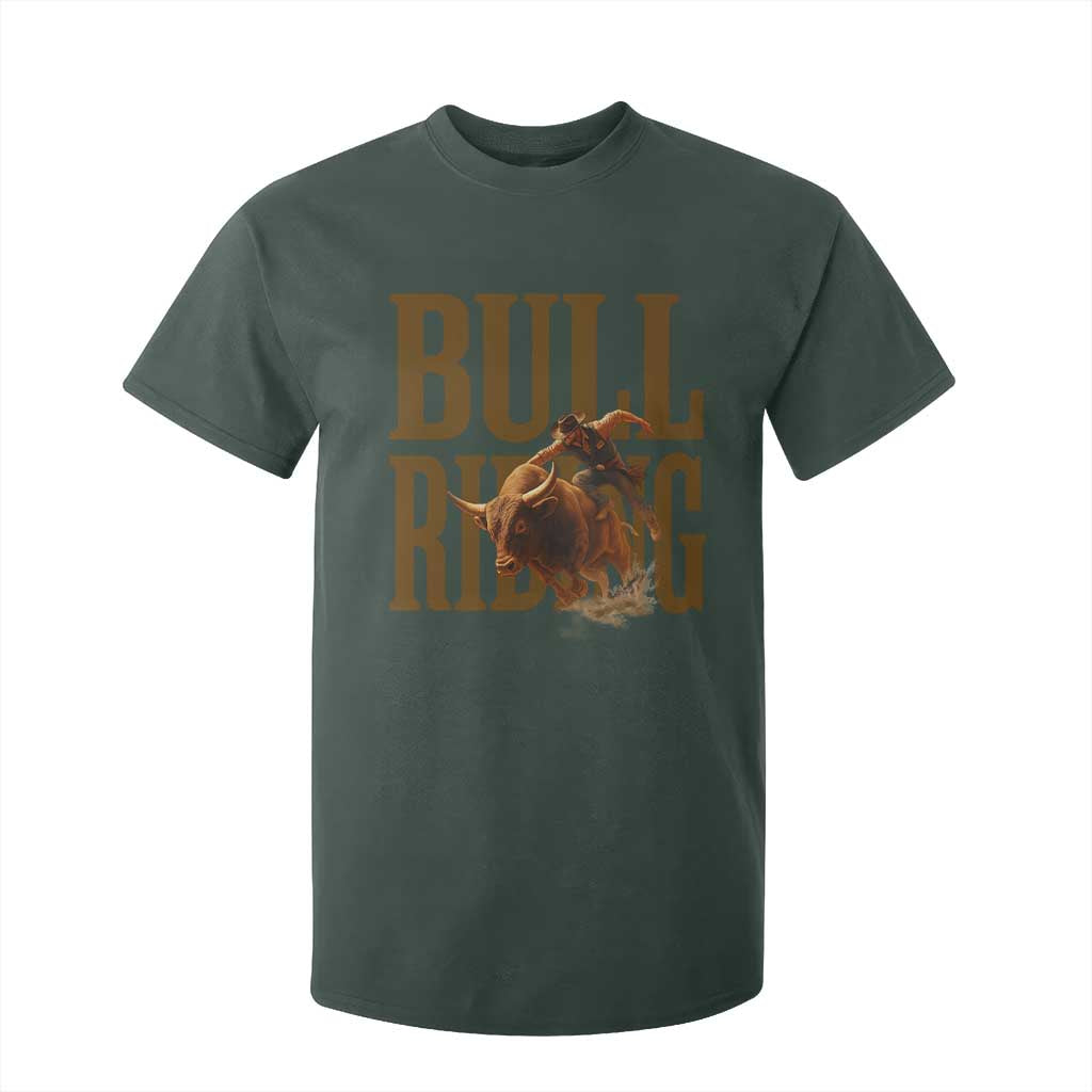 Bull Riding Cowboy Western Texas Rodeo Life T Shirt For Kid TS12 Dark Forest Green Print Your Wear
