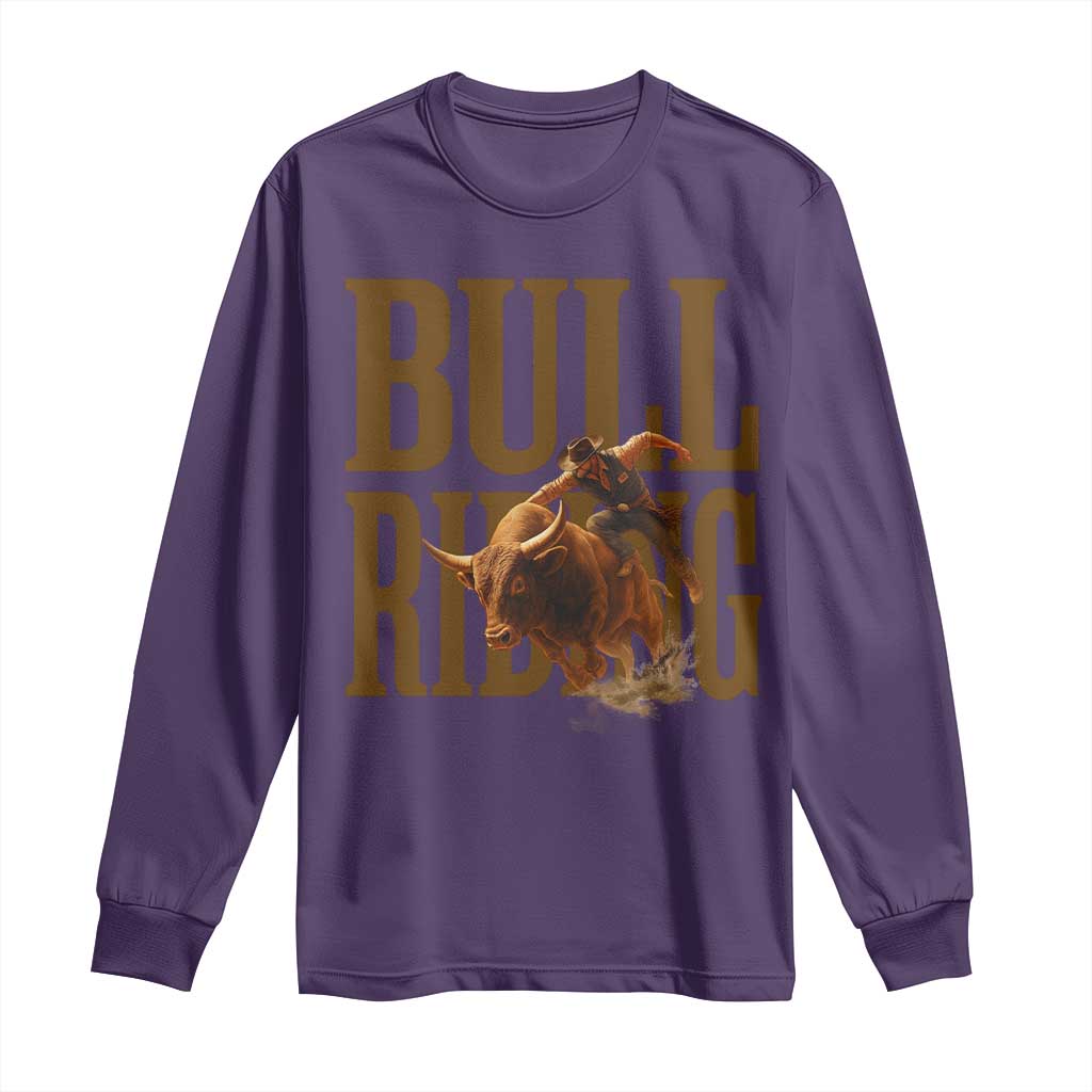 Bull Riding Cowboy Western Texas Rodeo Life Long Sleeve Shirt TS12 Purple Print Your Wear