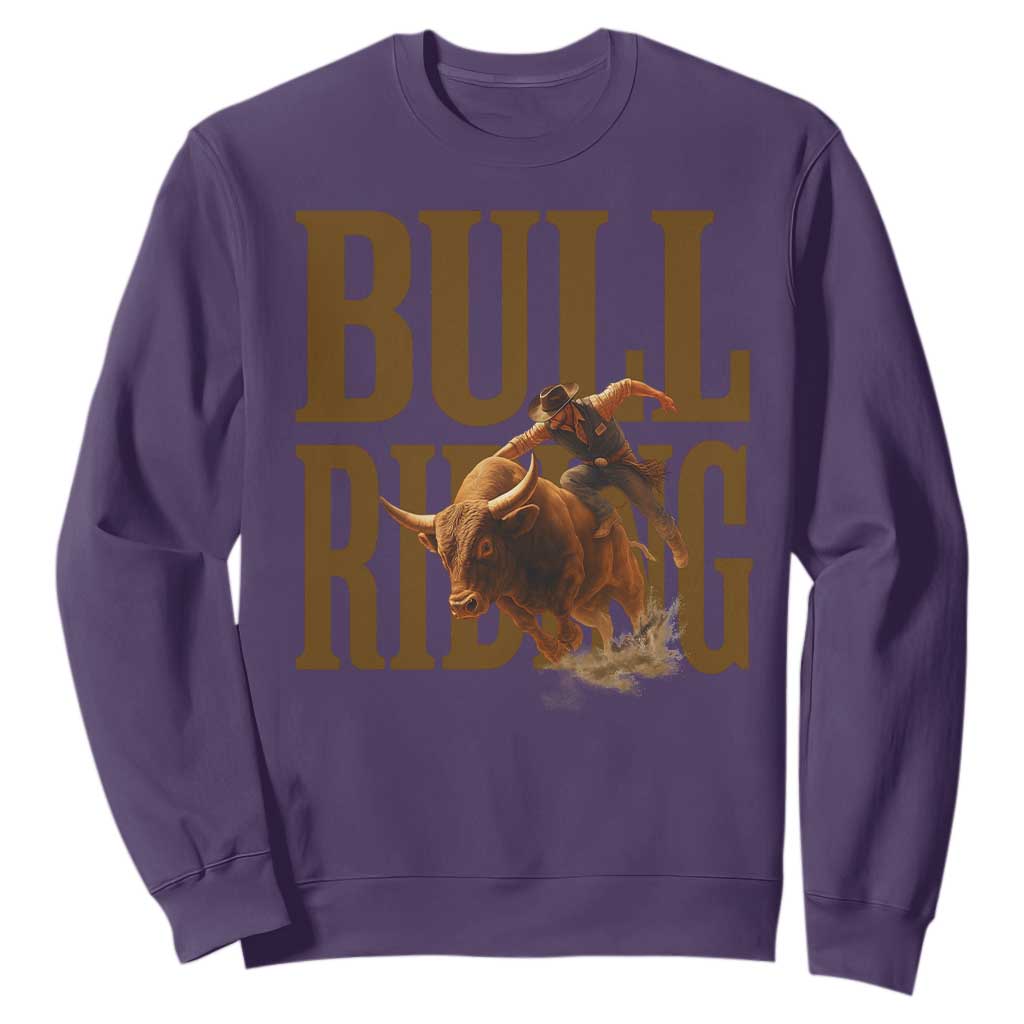 Bull Riding Cowboy Western Texas Rodeo Life Sweatshirt TS12 Purple Print Your Wear