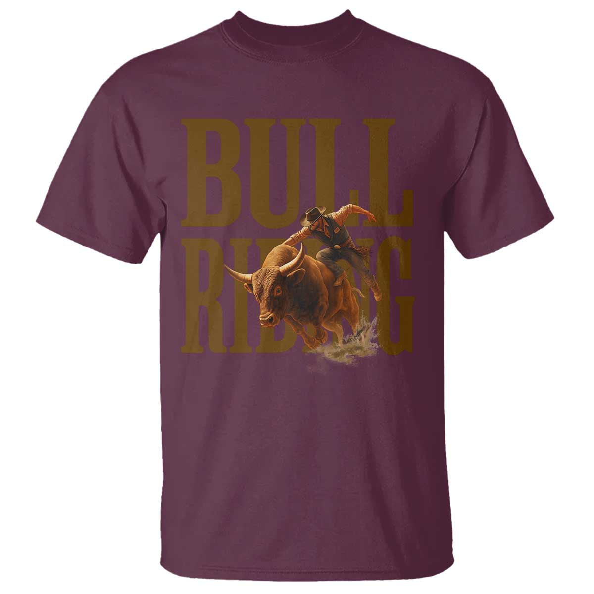 Bull Riding Cowboy Western Texas Rodeo Life T Shirt TS12 Maroon Print Your Wear