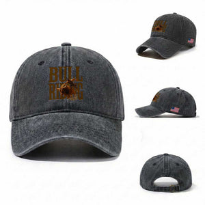 Bull Riding Cowboy Western Texas Rodeo Life Washed Cotton Baseball Cap TS12 Washed Cap Universal Fit Dark Gray Print Your Wear