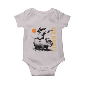 It Is Rodeo Time Baby Onesie Funny Wild West Mouse Riding Capybara TS12 Ice Gray Print Your Wear