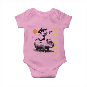 It Is Rodeo Time Baby Onesie Funny Wild West Mouse Riding Capybara TS12 Light Pink Print Your Wear