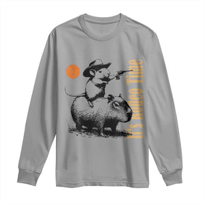 It Is Rodeo Time Long Sleeve Shirt Funny Wild West Mouse Riding Capybara TS12 Sport Gray Print Your Wear