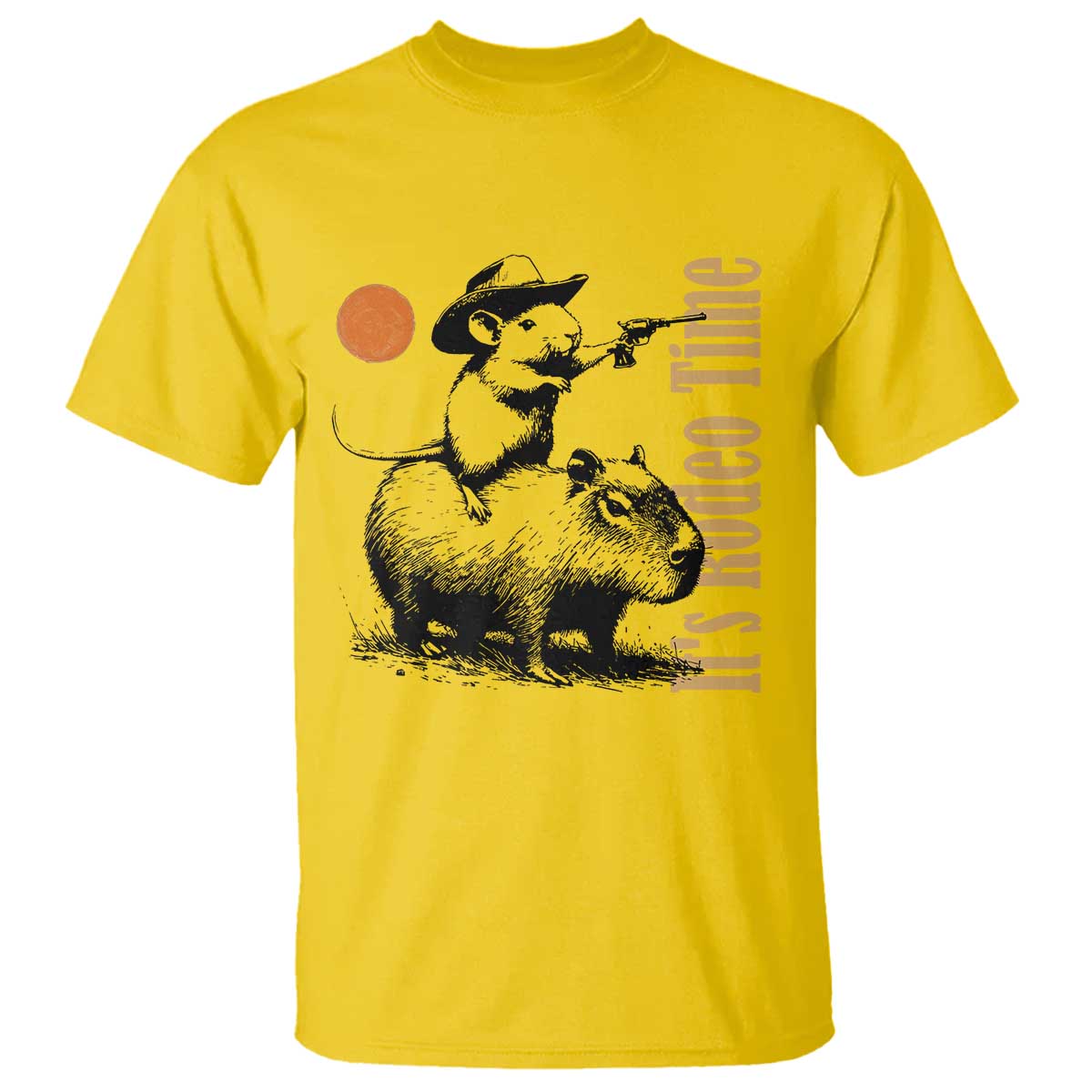 It Is Rodeo Time T Shirt Funny Wild West Mouse Riding Capybara TS12 Daisy Print Your Wear