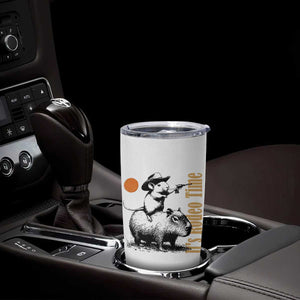 It Is Rodeo Time Tumbler Cup Funny Wild West Mouse Riding Capybara TS12 Print Your Wear