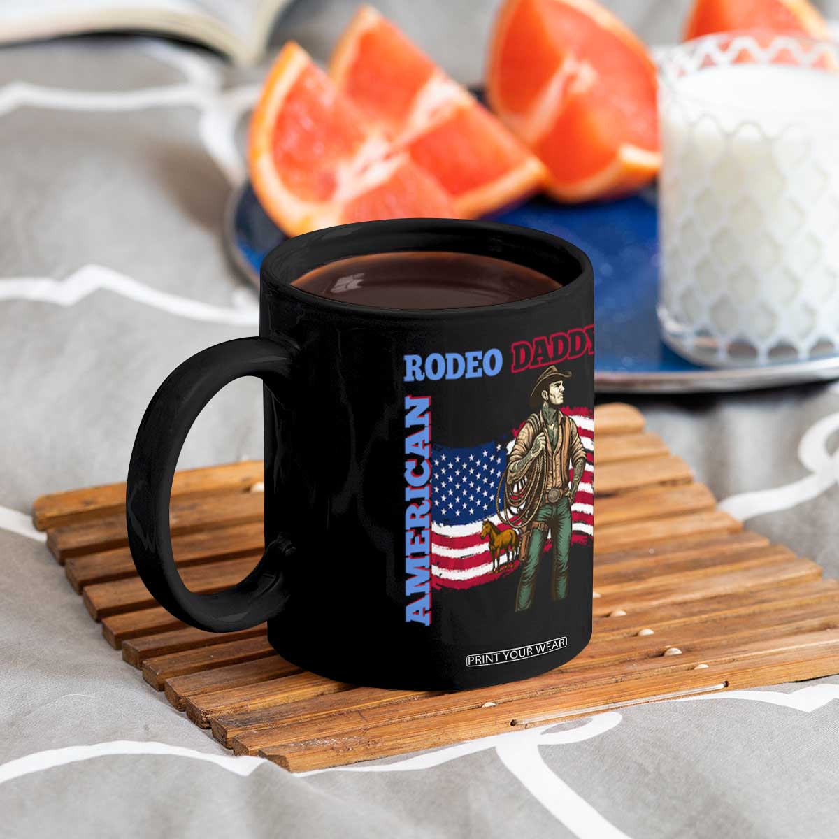 Patriotic Cowboy Coffee Mug American Rodeo Daddy USA Rodeo Art TS12 Print Your Wear