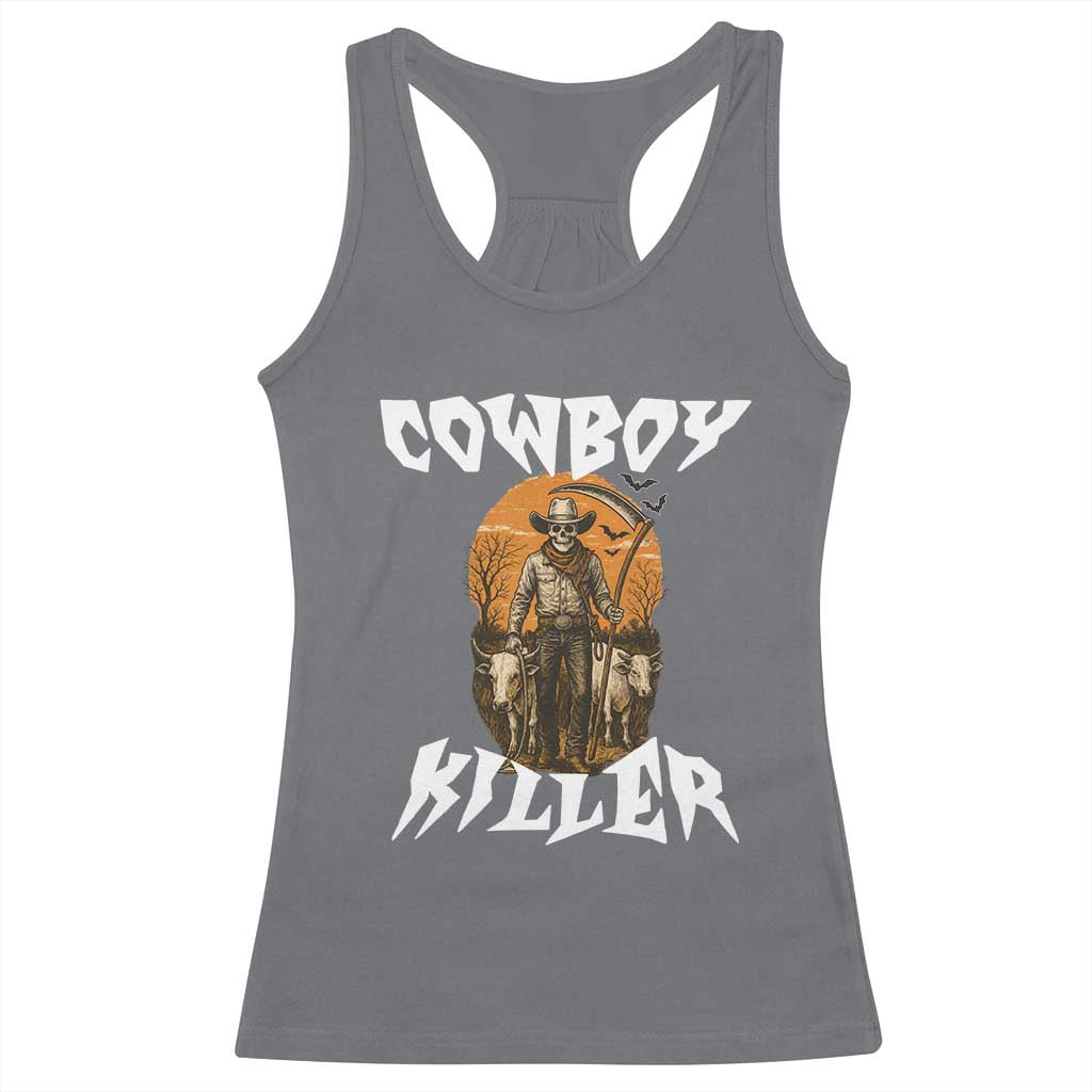Cowboy Killer Halloween Skeleton Racerback Tank Top Gothic Western Art TS12 Charcoal Print Your Wear