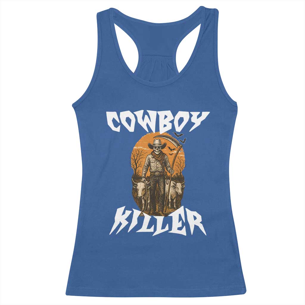 Cowboy Killer Halloween Skeleton Racerback Tank Top Gothic Western Art TS12 Royal Blue Print Your Wear
