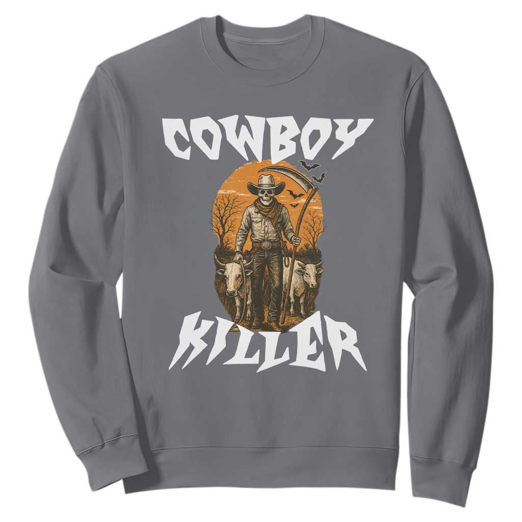 Cowboy Killer Halloween Skeleton Sweatshirt Gothic Western Art TS12 Charcoal Print Your Wear