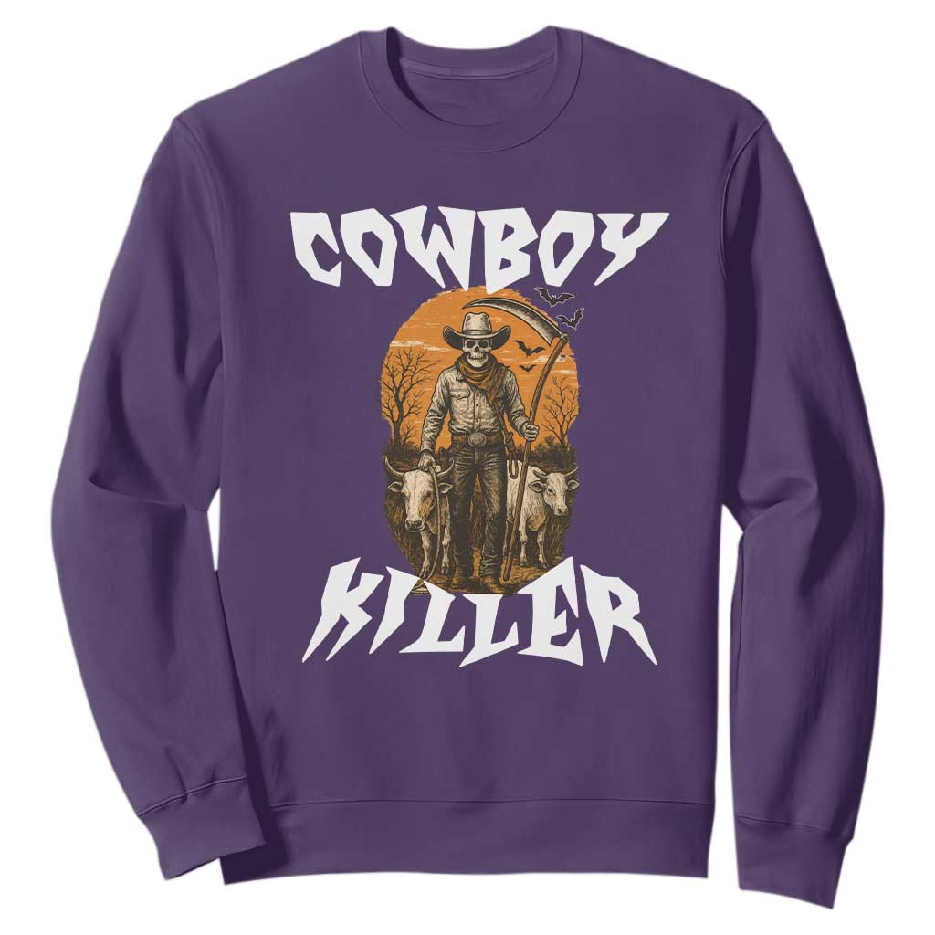 Cowboy Killer Halloween Skeleton Sweatshirt Gothic Western Art TS12 Purple Print Your Wear