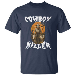 Cowboy Killer Halloween Skeleton T Shirt Gothic Western Art TS12 Navy Print Your Wear