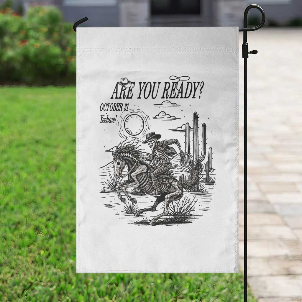 Halloween Skeleton Garden Flag Are You Ready October 31 Rodeo Cowboy TS12 Print Your Wear