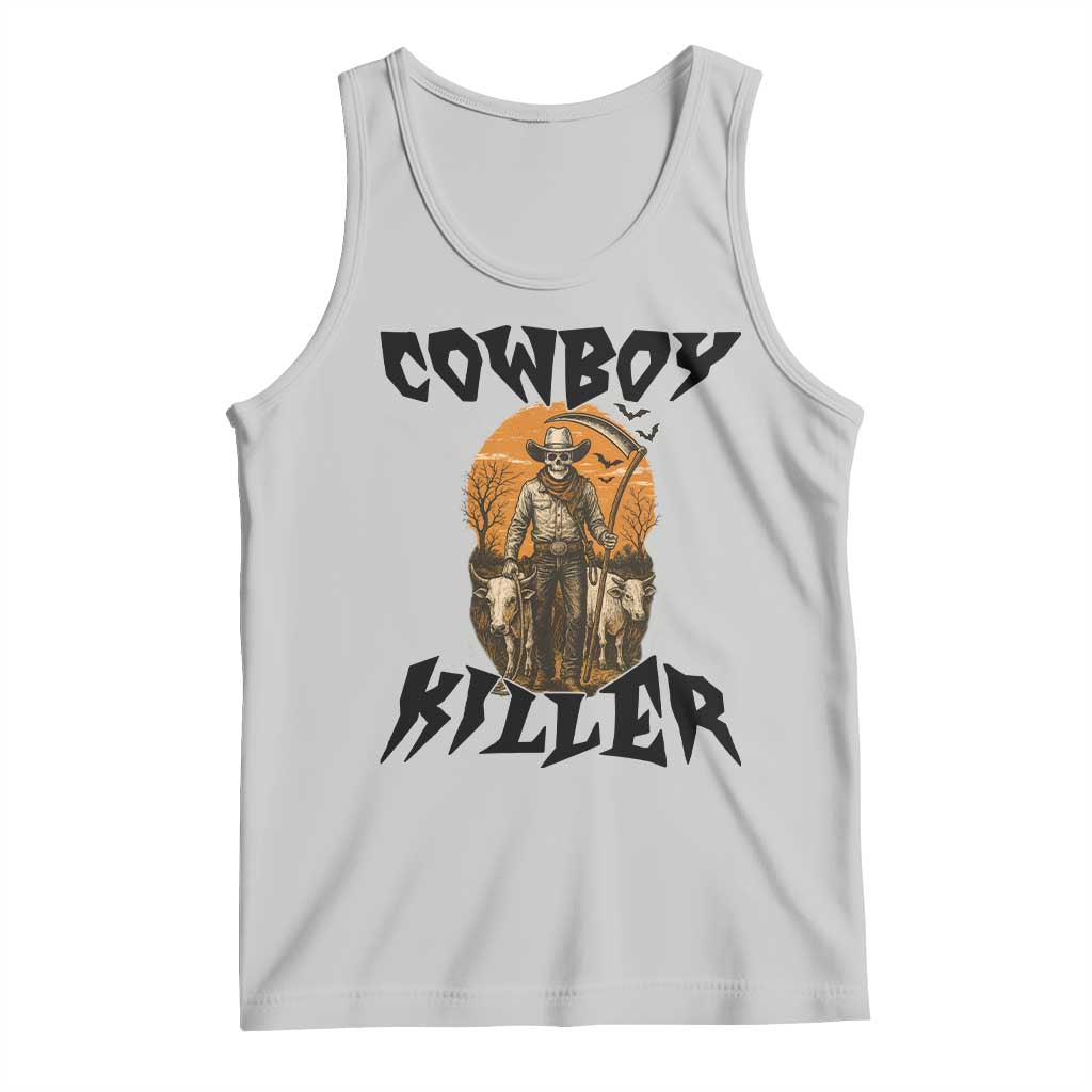 Halloween Skeleton Tank Top Cowboy Killer Spooky Western Horror Design TS12 Ash Print Your Wear