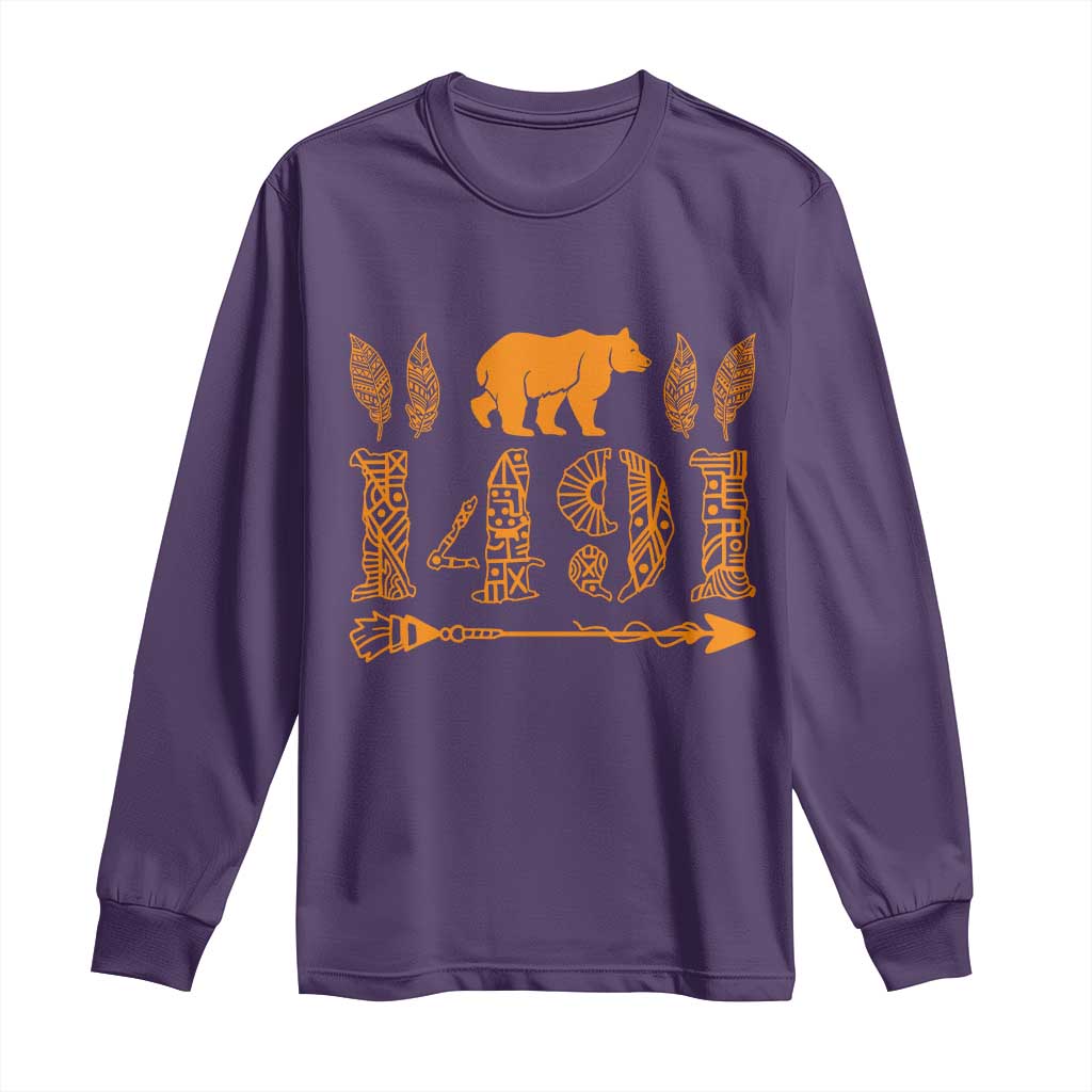 1491 Indigenous Peoples Day Long Sleeve Shirt Proud Native American Pride TS12 Purple Print Your Wear