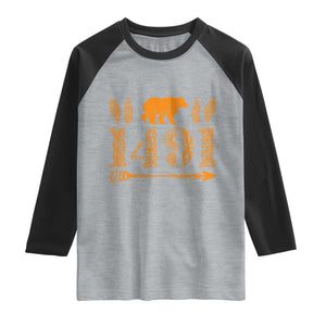1491 Indigenous Peoples Day Raglan Shirt Proud Native American Pride TS12 Heather Gray Black Print Your Wear