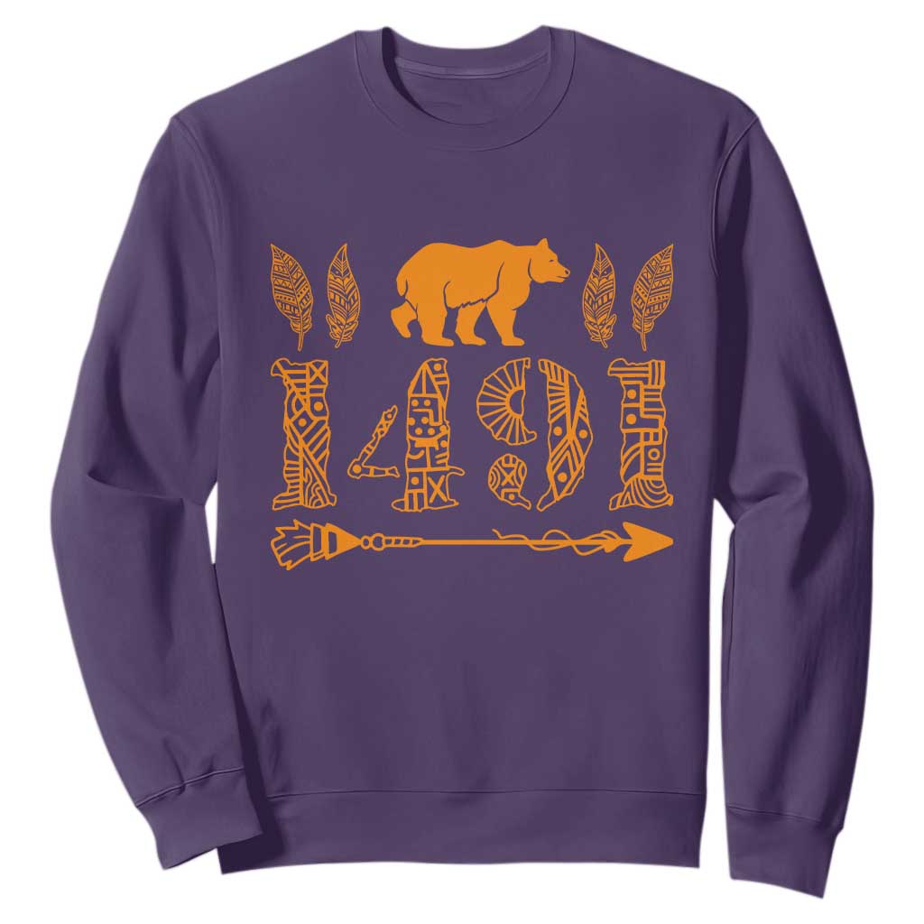 1491 Indigenous Peoples Day Sweatshirt Proud Native American Pride TS12 Purple Print Your Wear