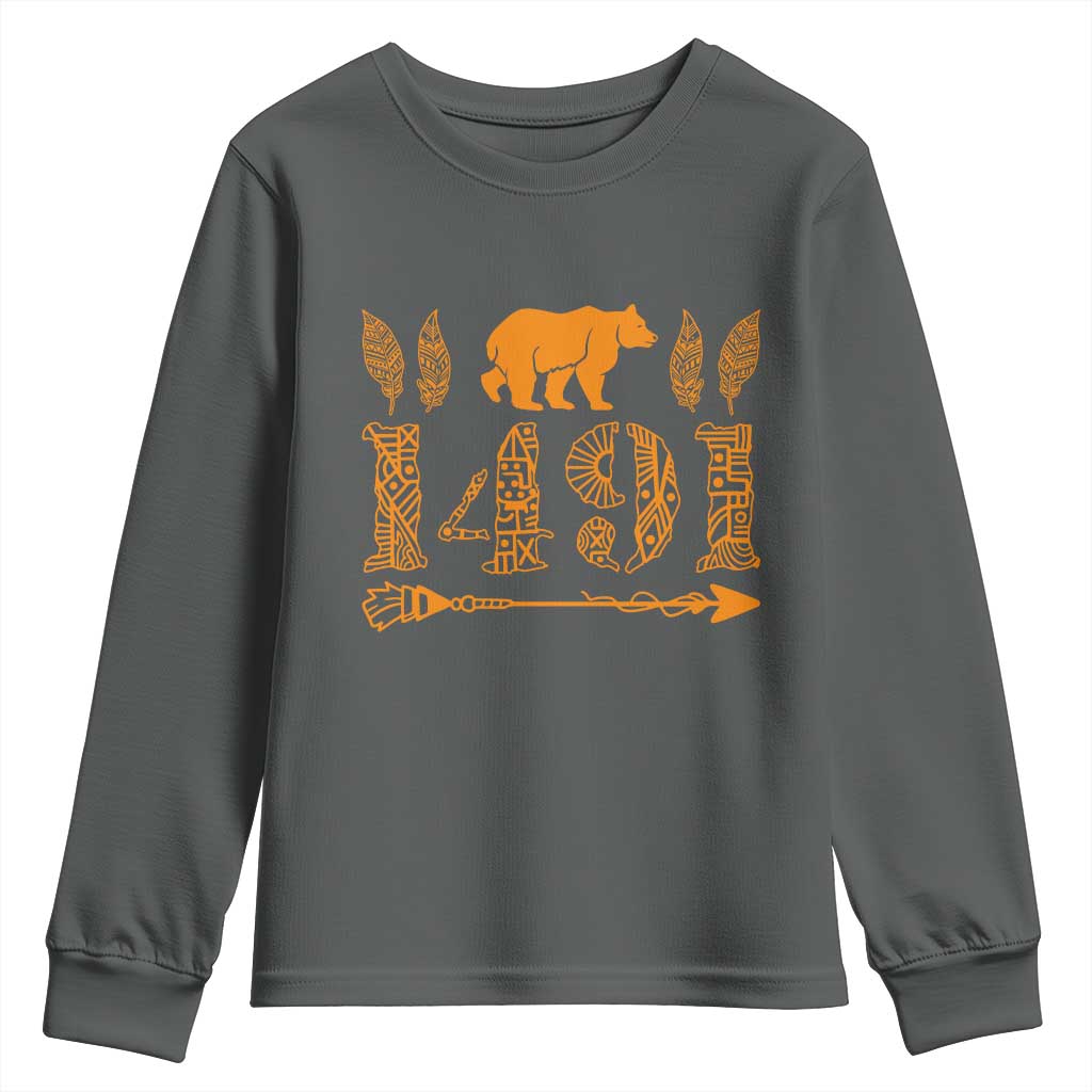 1491 Indigenous Peoples Day Youth Sweatshirt Proud Native American Pride TS12 Dark Heather Print Your Wear