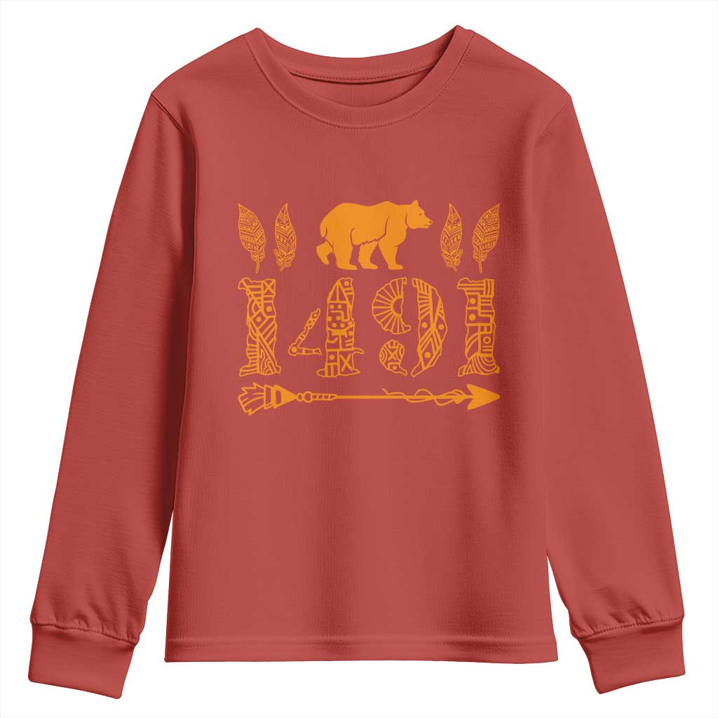 1491 Indigenous Peoples Day Youth Sweatshirt Proud Native American Pride TS12 Red Print Your Wear