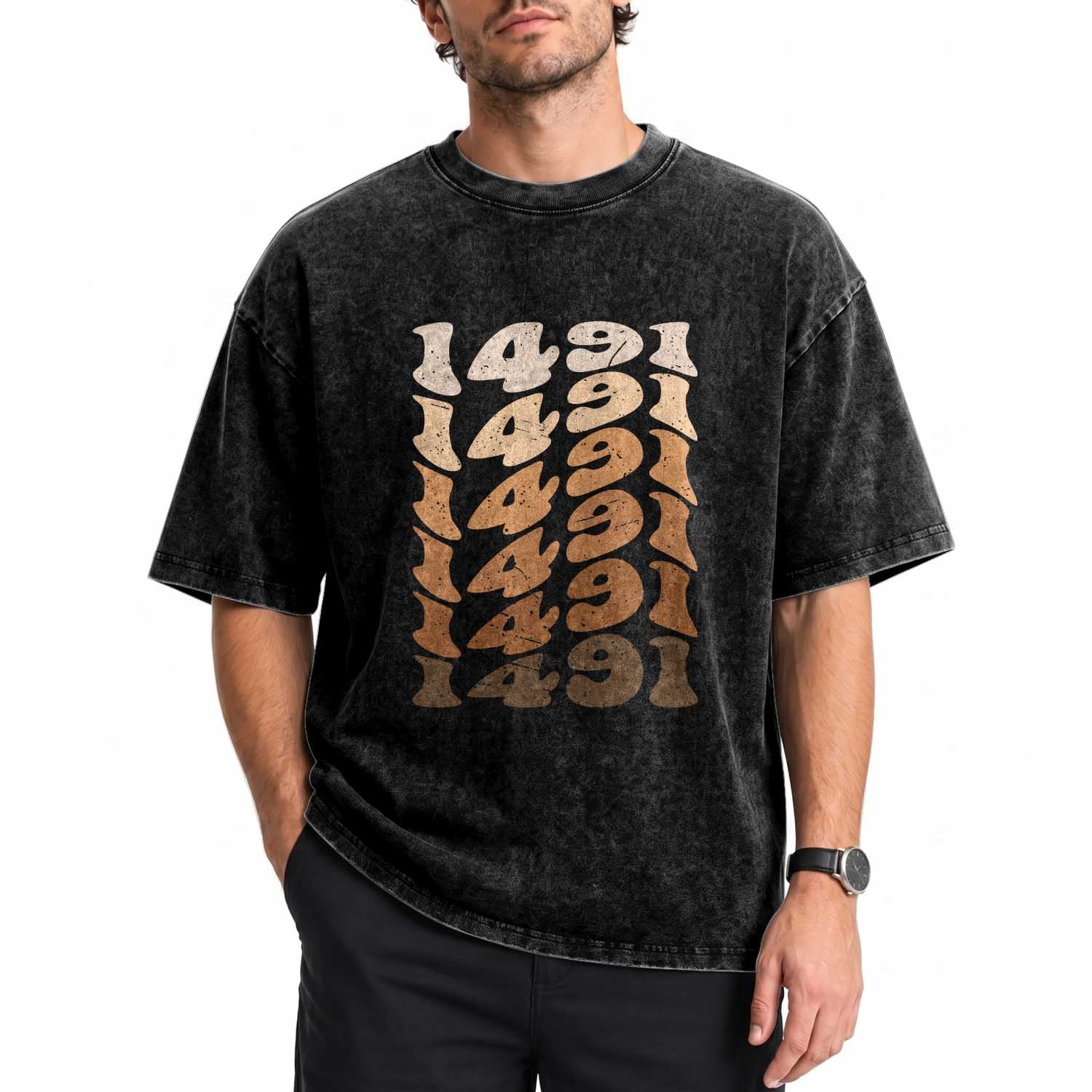 1491 Indigenous Peoples Day Washed Cotton T-Shirt Native American Heritage Pride