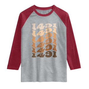 1491 Indigenous Peoples Day Raglan Shirt Native American Heritage Pride TS12 Heather Gray Heather Red Print Your Wear