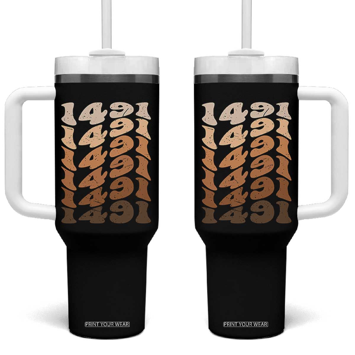 1491 Indigenous Peoples Day Tumbler With Handle Native American Heritage Pride TS12 One Size: 40 oz Black Print Your Wear
