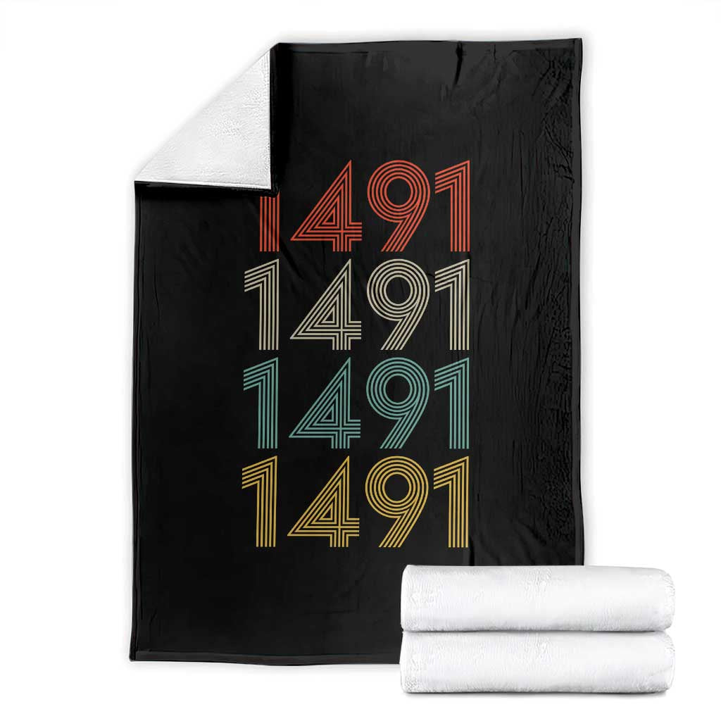 1491 Vintage Retro Striped Multicolor Number Graphic Throw Blanket TS12 Black Print Your Wear