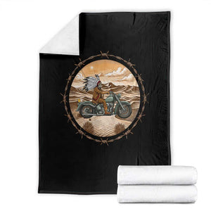 Native American Biker Gift Throw Blanket Skull Motorcycle Rider TS12 Black Print Your Wear
