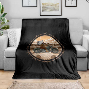 Native American Biker Gift Throw Blanket Skull Motorcycle Rider TS12 Print Your Wear