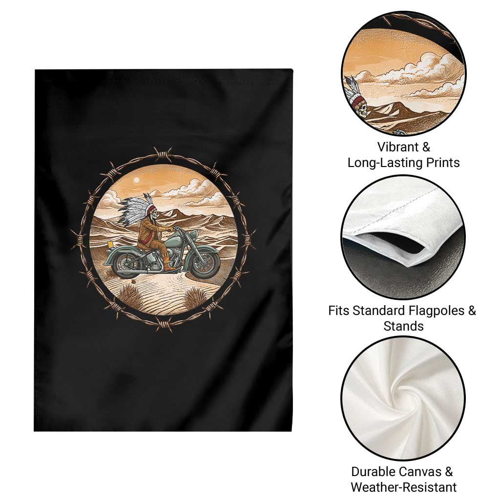 Native American Biker Gift Garden Flag Skull Motorcycle Rider TS12 Print Your Wear