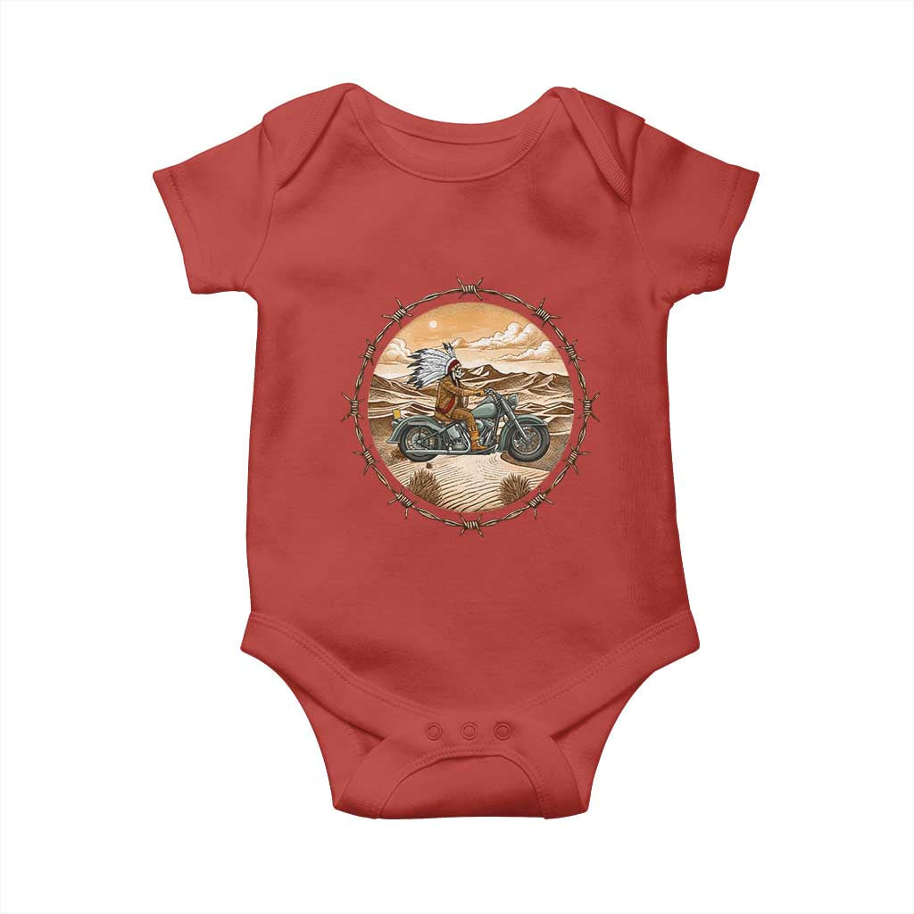Native American Biker Gift Baby Onesie Skull Motorcycle Rider TS12 Red Print Your Wear