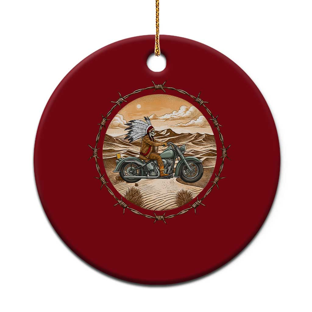 Native American Biker Gift Ceramic Ornament Skull Motorcycle Rider TS12 1pc Red Print Your Wear