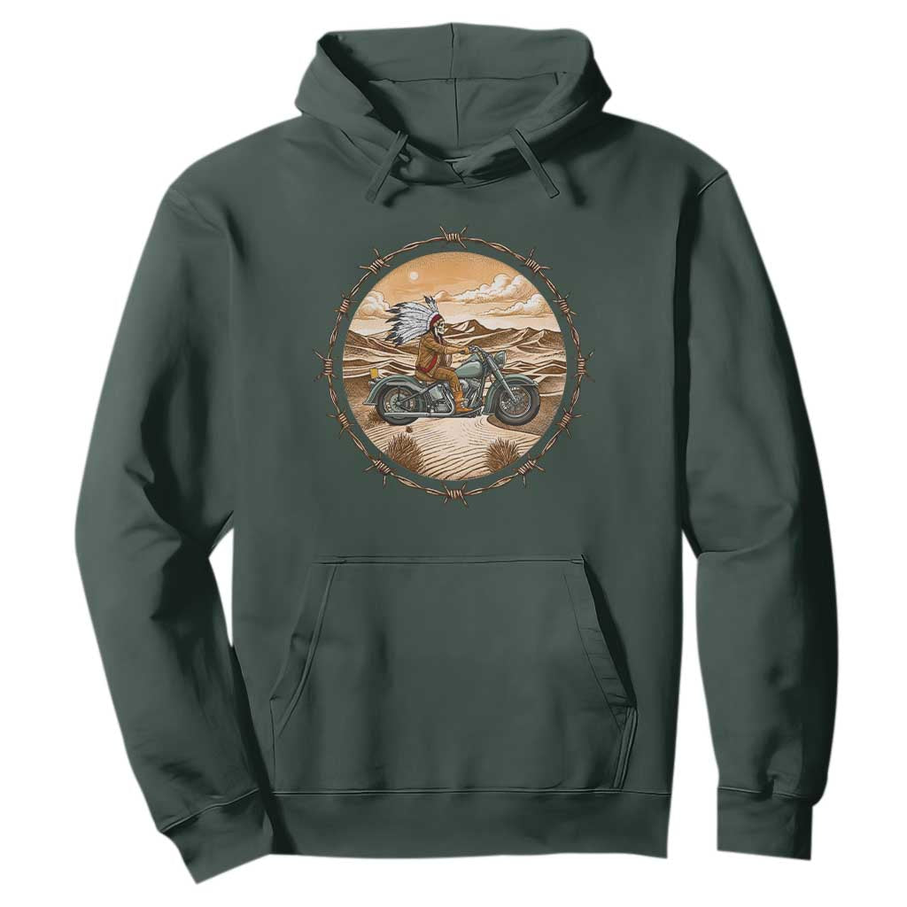 Native American Biker Gift Hoodie Skull Motorcycle Rider TS12 Dark Forest Green Print Your Wear