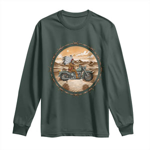 Native American Biker Gift Long Sleeve Shirt Skull Motorcycle Rider TS12 Dark Forest Green Print Your Wear