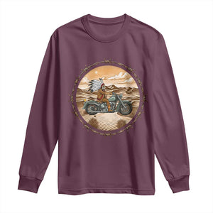 Native American Biker Gift Long Sleeve Shirt Skull Motorcycle Rider TS12 Maroon Print Your Wear