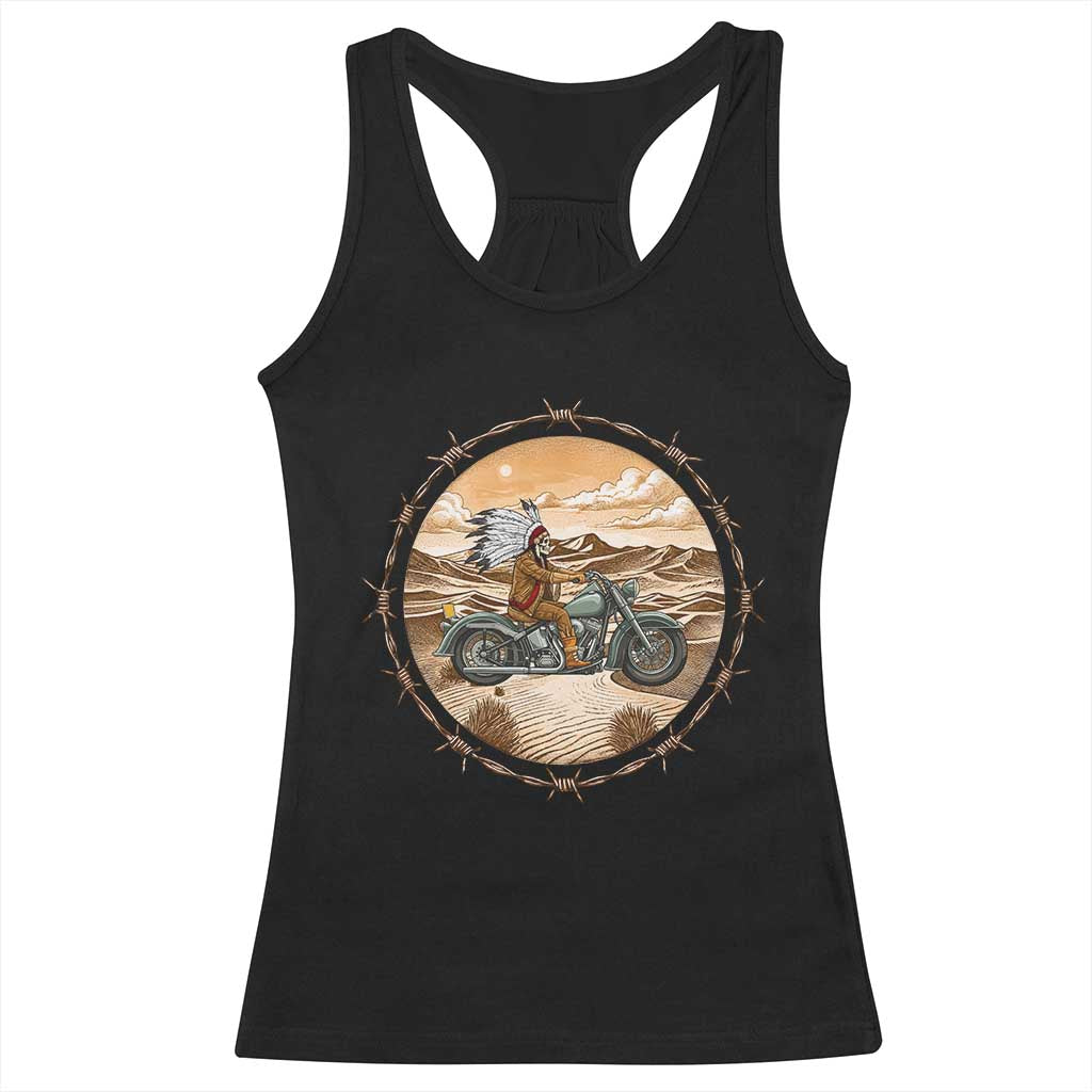 Native American Biker Gift Racerback Tank Top Skull Motorcycle Rider TS12 Black Print Your Wear