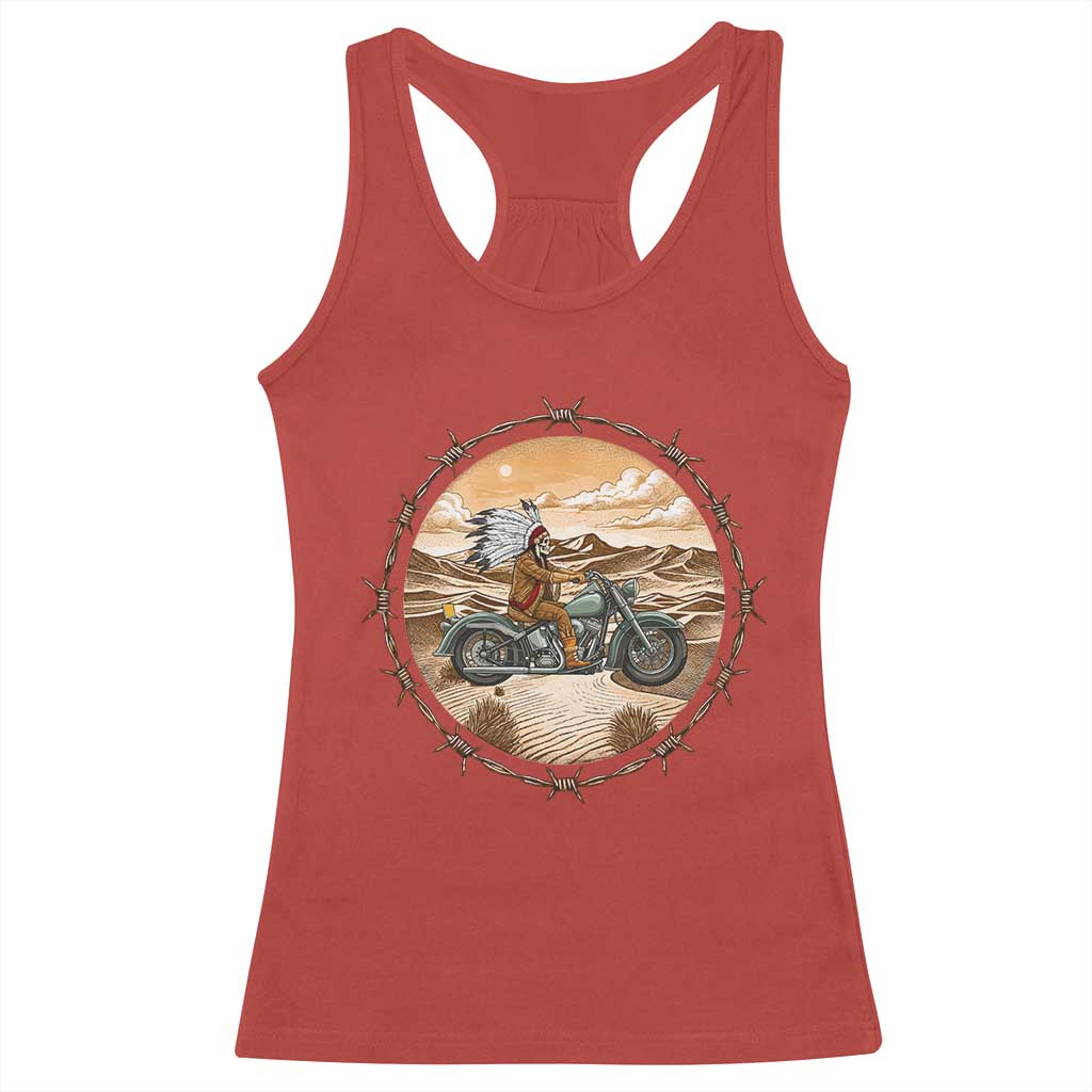 Native American Biker Gift Racerback Tank Top Skull Motorcycle Rider TS12 Red Print Your Wear