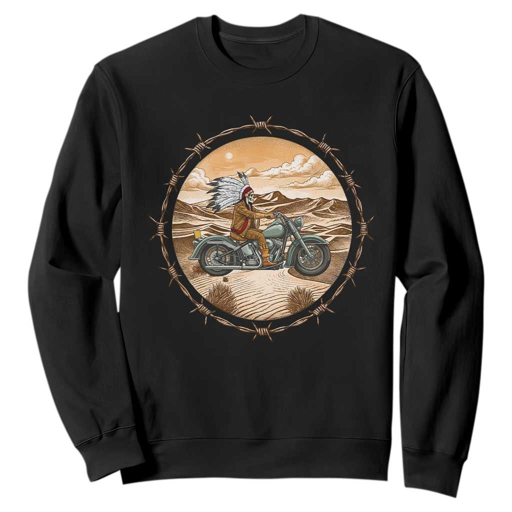 Native American Biker Gift Sweatshirt Skull Motorcycle Rider TS12 Black Print Your Wear