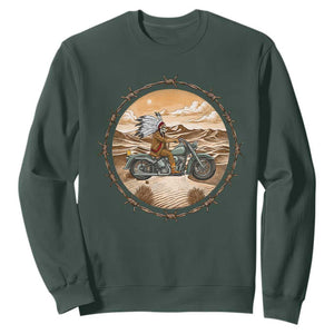 Native American Biker Gift Sweatshirt Skull Motorcycle Rider TS12 Dark Forest Green Print Your Wear
