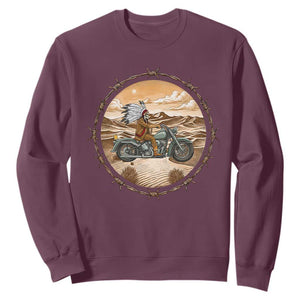 Native American Biker Gift Sweatshirt Skull Motorcycle Rider TS12 Maroon Print Your Wear