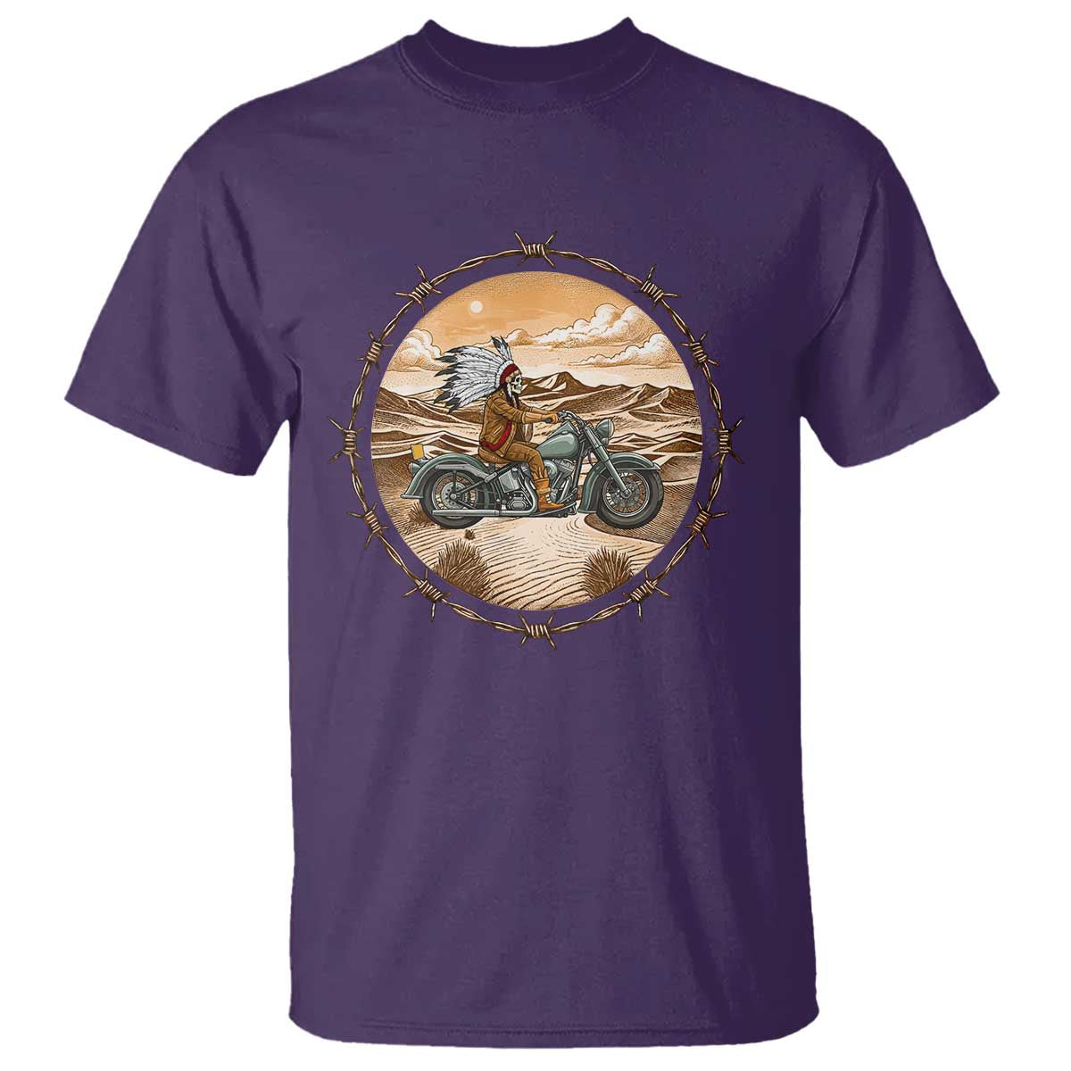 Native American Biker Gift T Shirt Skull Motorcycle Rider TS12 Purple Print Your Wear