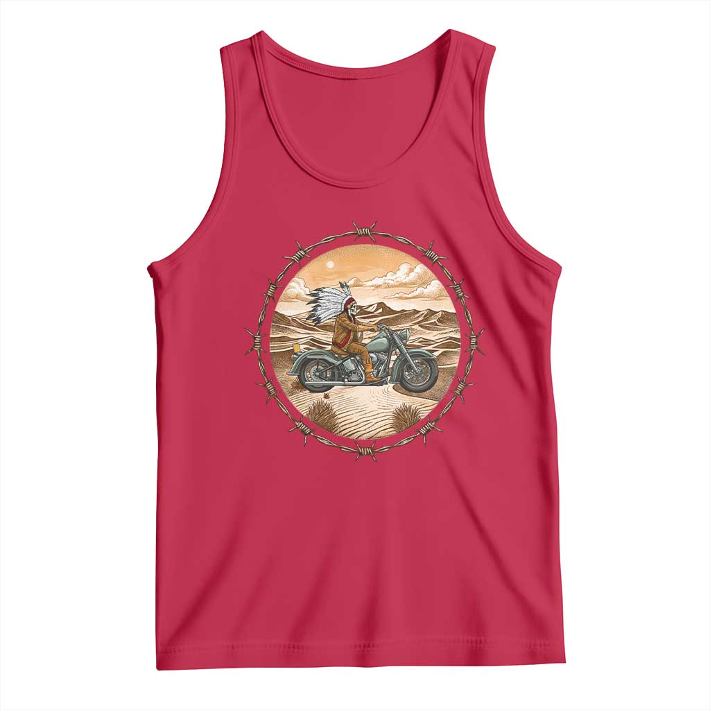 Native American Biker Gift Tank Top Skull Motorcycle Rider TS12 Red Print Your Wear