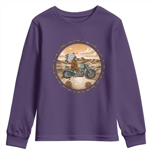 Native American Biker Gift Youth Sweatshirt Skull Motorcycle Rider TS12 Purple Print Your Wear